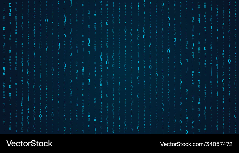 Blue matrix background falling binary numbers Blue matrix background falling binary numbers vector image