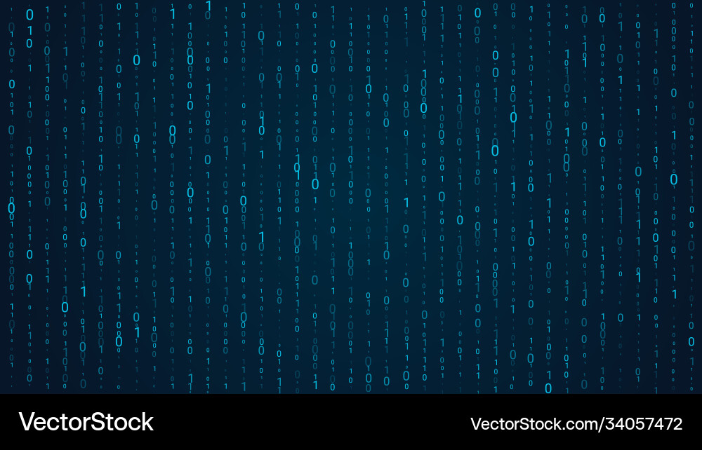 Blue matrix background falling binary numbers vector image