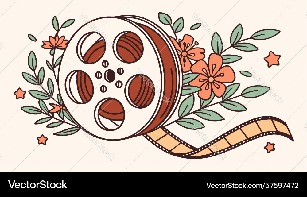 Classic film reel for vintage cinema media Vector Image