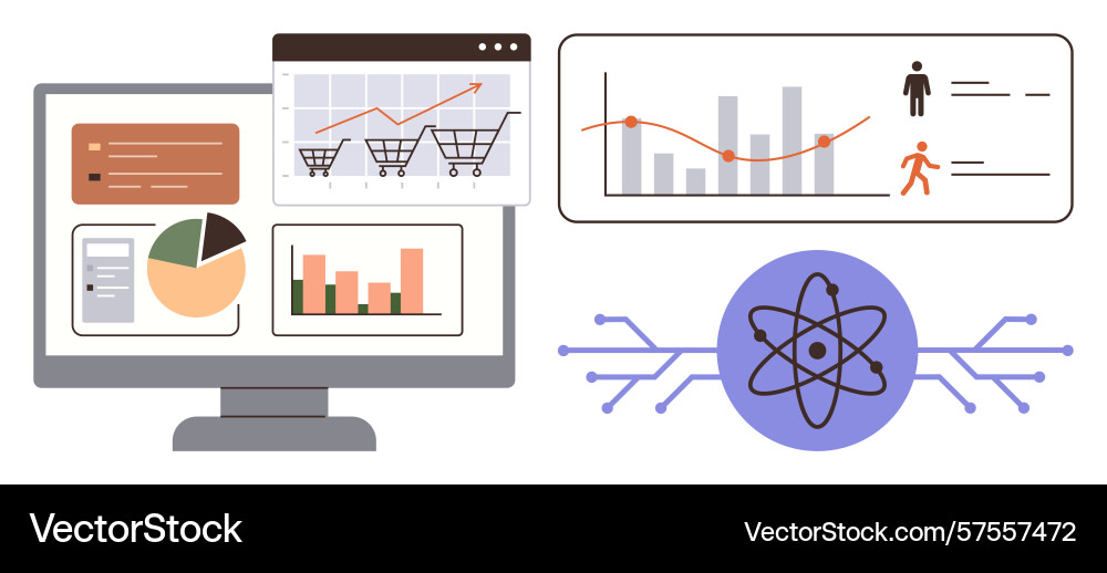 Data analytics and technology integration Data analytics and technology integration vector image