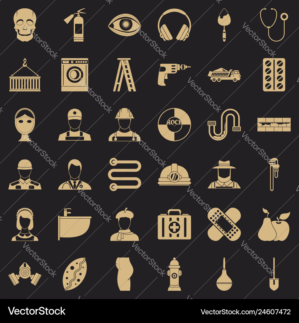 Different profession icons set simple style Different profession icons set simple style vector image