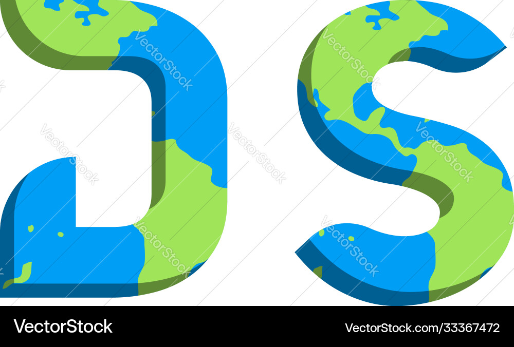 Initial ds logo design with world map style vector image