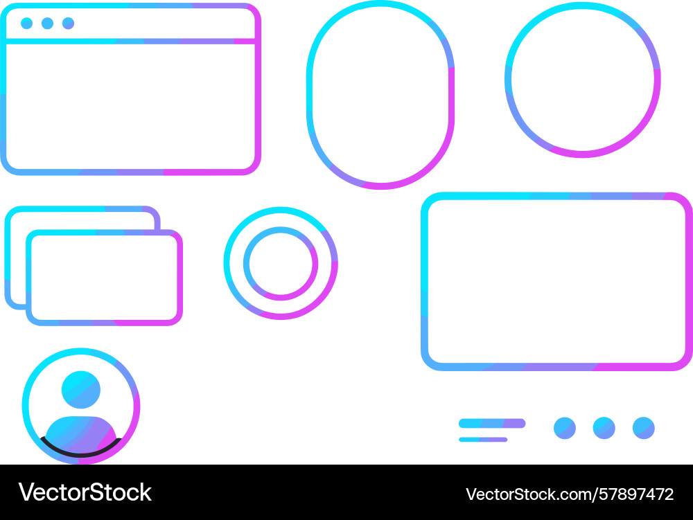 Outline of user interface elements in vibrant vector image