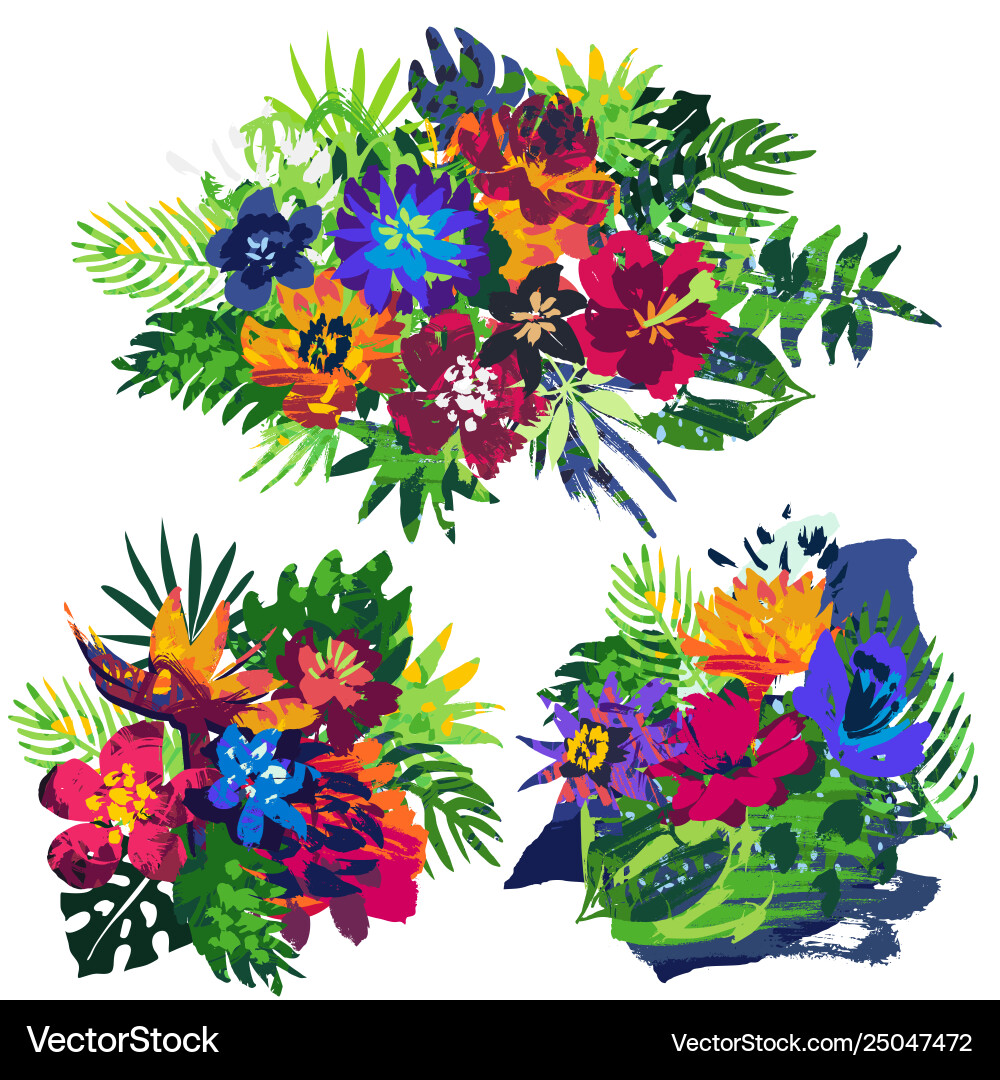 Sammlung tropischer Pflanzen und Blumen Sammlung tropischer Pflanzen und Blumen vektorbild