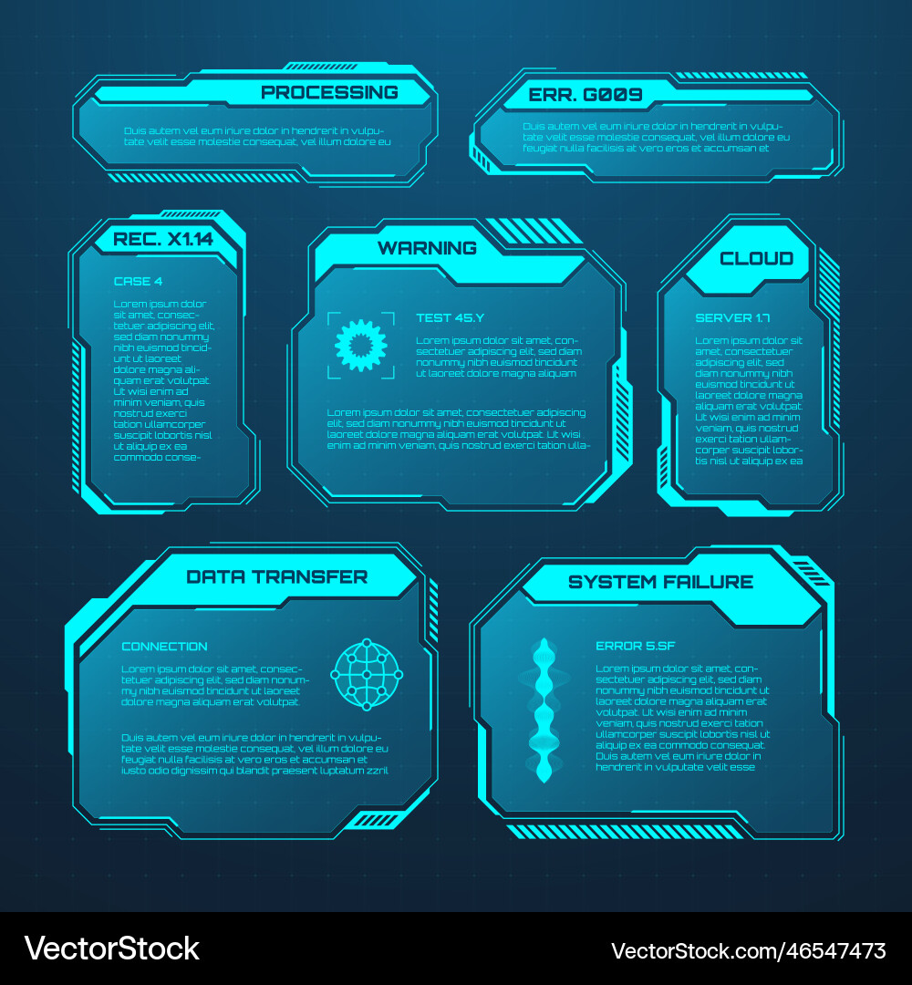 Blue futuristic hud or ui elements sci-fi user Blue futuristic hud or ui elements sci-fi user vector image