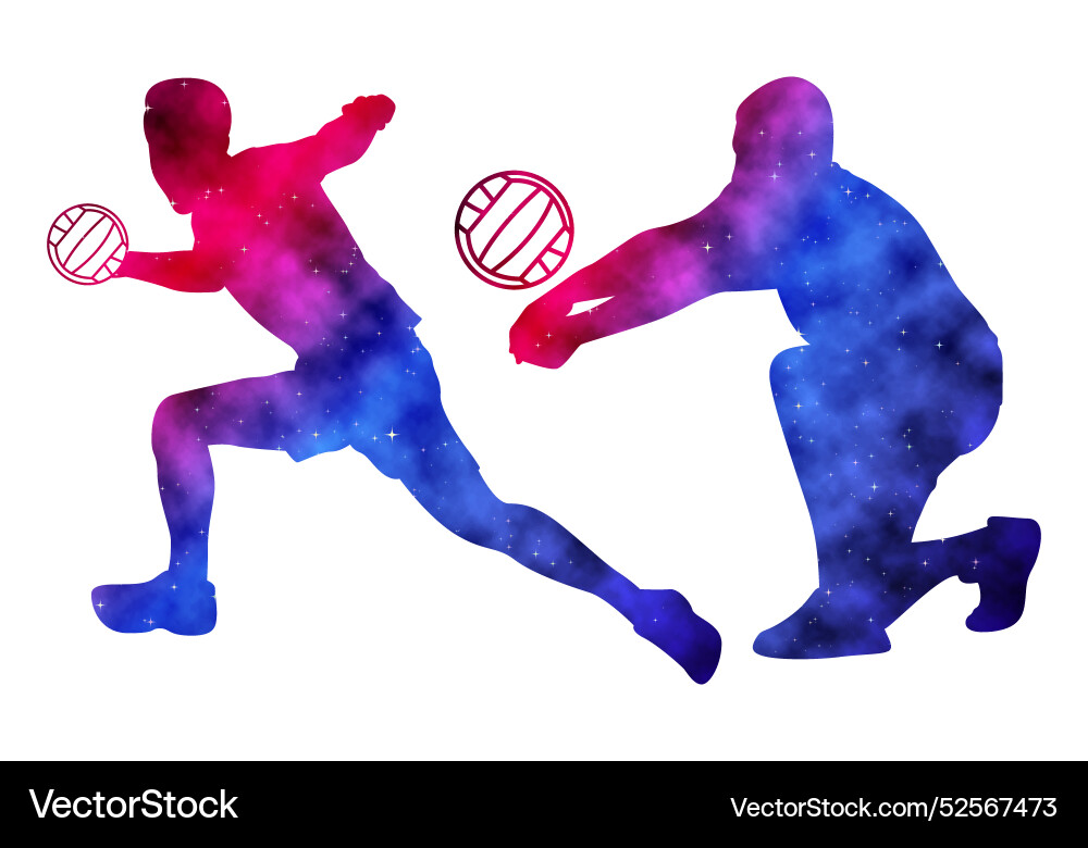 Colorful watercolor volleyball player man art Colorful watercolor volleyball player man art Vector Image