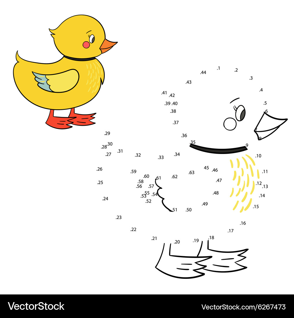 Connect the dots game duck Vector Image