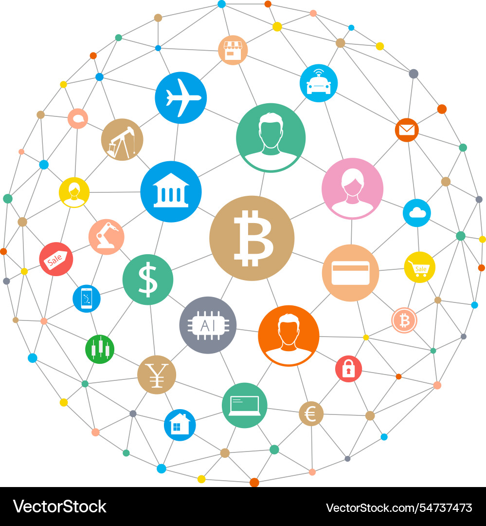 Digital background of blockchain or internet Digital background of blockchain or internet vector image