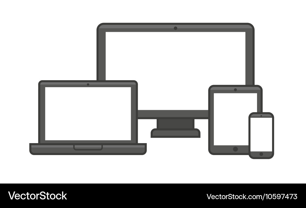 Electronic device with different screen size icons vector image
