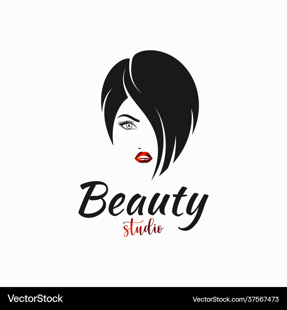 Elegant Women's Hair Salon Logo Vector Image