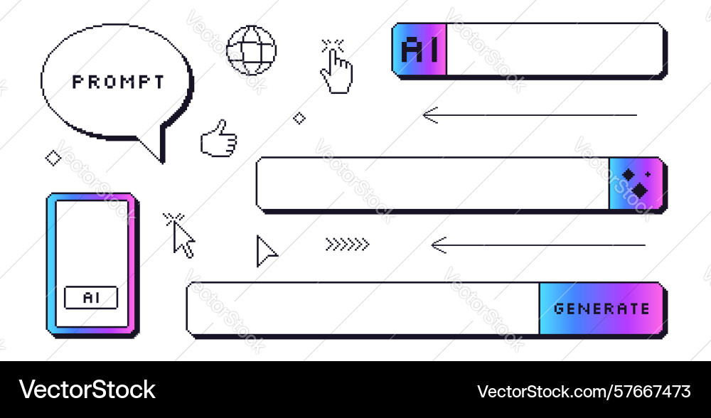 Generate image ai bar pixel art set 8bit web Generate image ai bar pixel art set 8bit web vector image