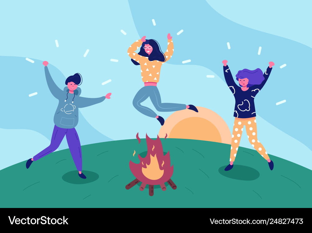 Happy friends having fun outdoors Happy friends having fun outdoors vector image