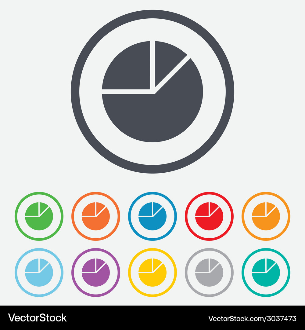 Pie chart graph sign icon diagram button Vector Image