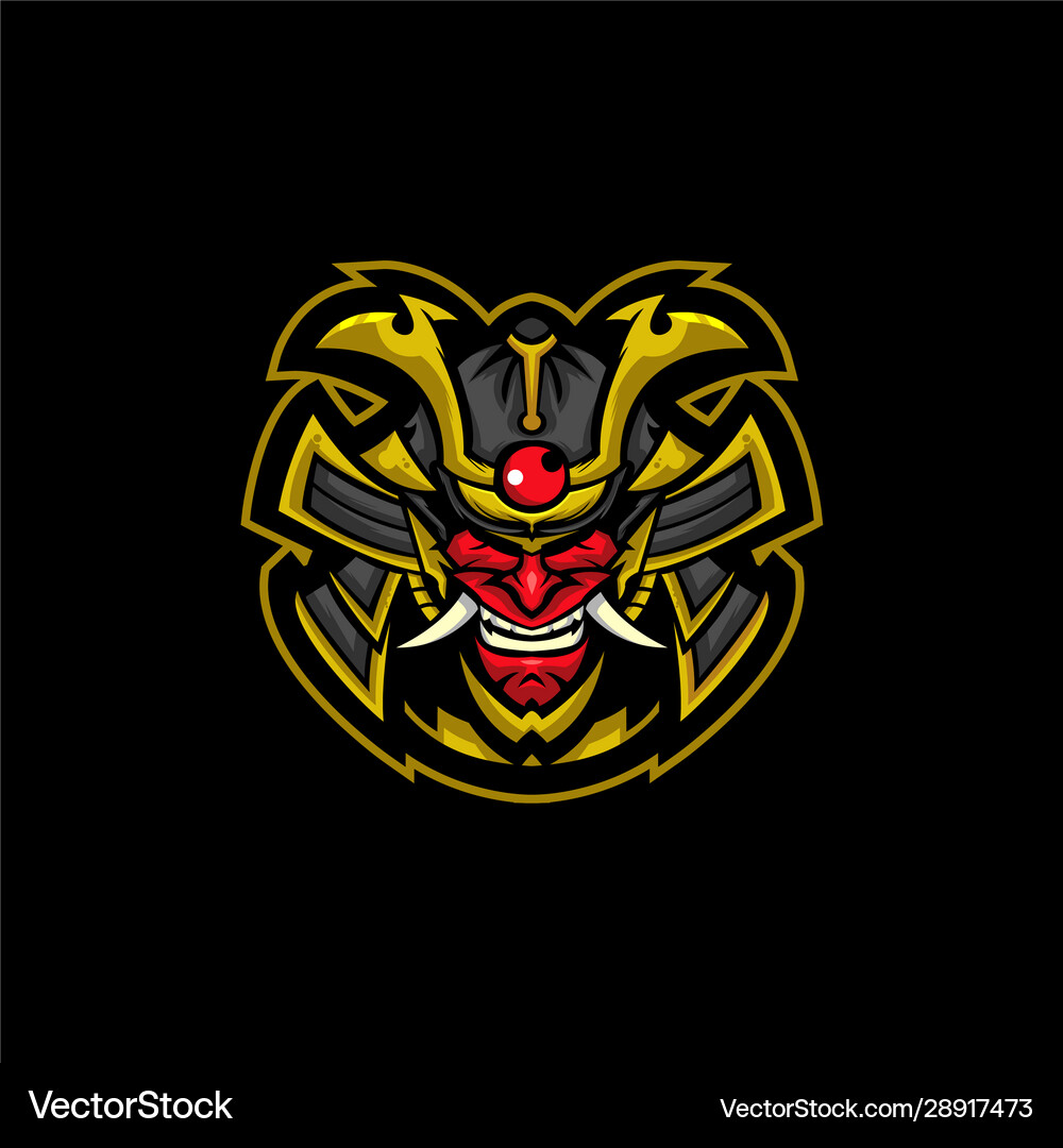 Samurai evil head with black background – Royalty-Free Vector | VectorStock, image size:1000x1080