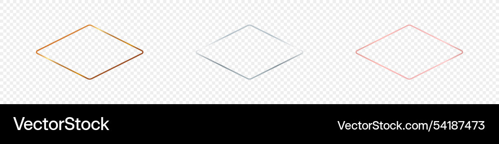 Set of three rounded rhombus frames Set of three rounded rhombus frames vector image