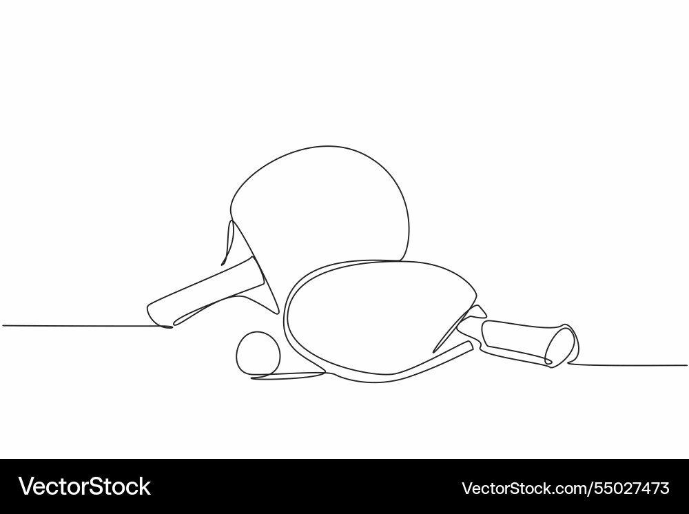 Single one line drawing paddle ping pong racket Single one line drawing paddle ping pong racket vector image