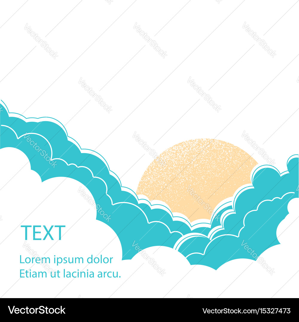 Sun with clouds background Royalty Free Vector Image