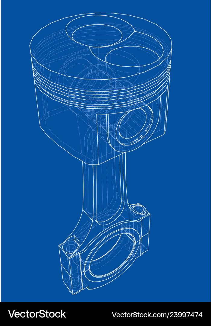 3D Piston Rendering - Wireframe Sketch vector image