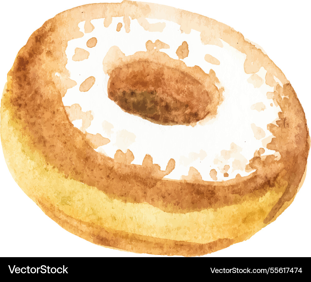 Aquarell bemalte Donut Hand gezeichnetes Design Aquarell bemalte Donut Hand gezeichnetes Design vektorbild