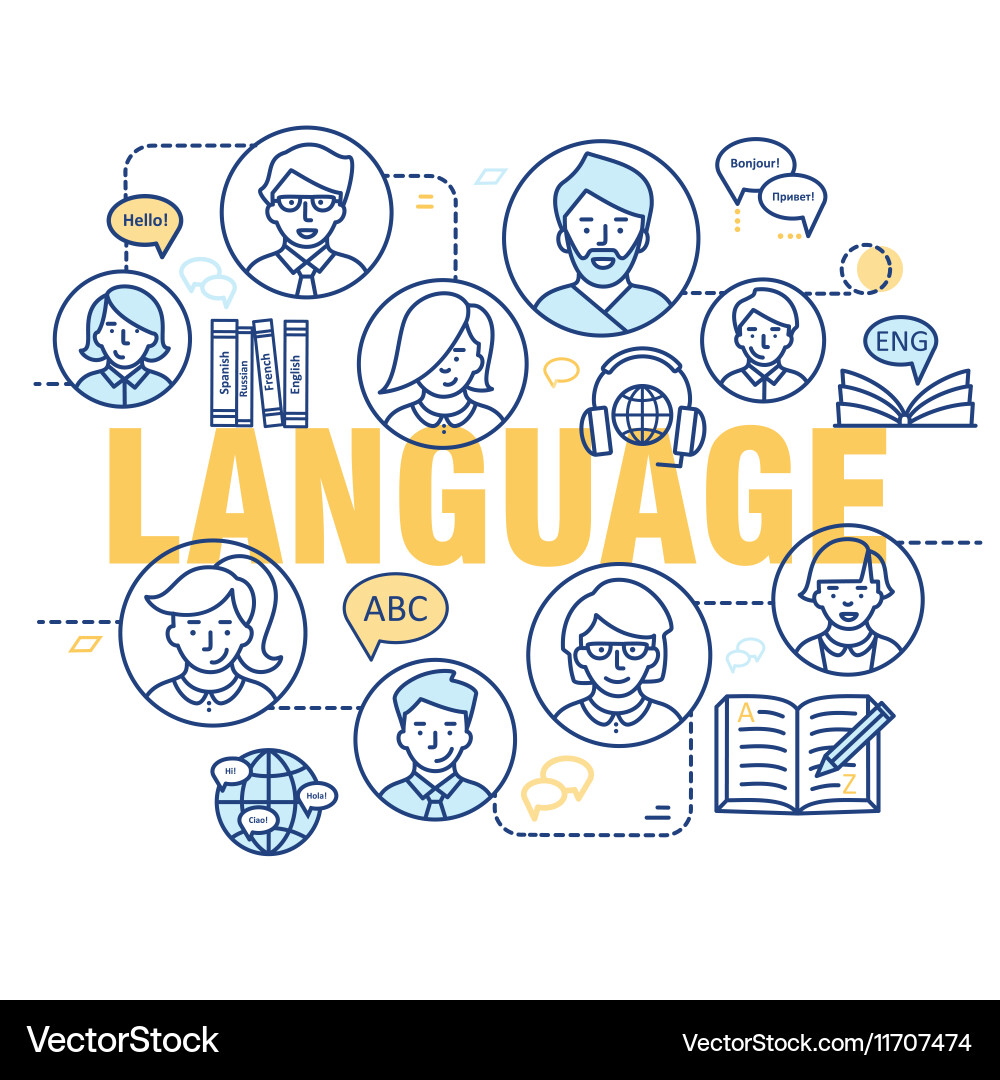 Modern thin line concepts of learning foreign vector image
