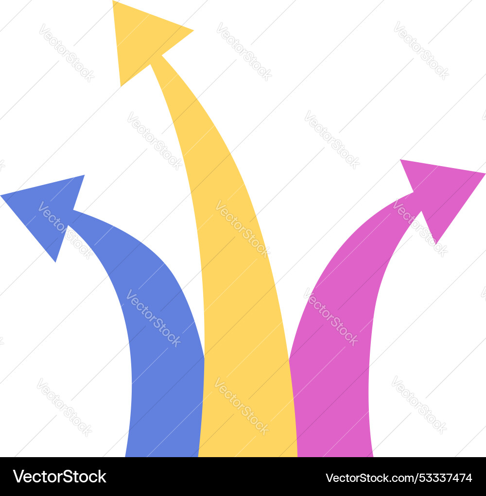 Three arrows pointing up representing different Three arrows pointing up representing different vector image