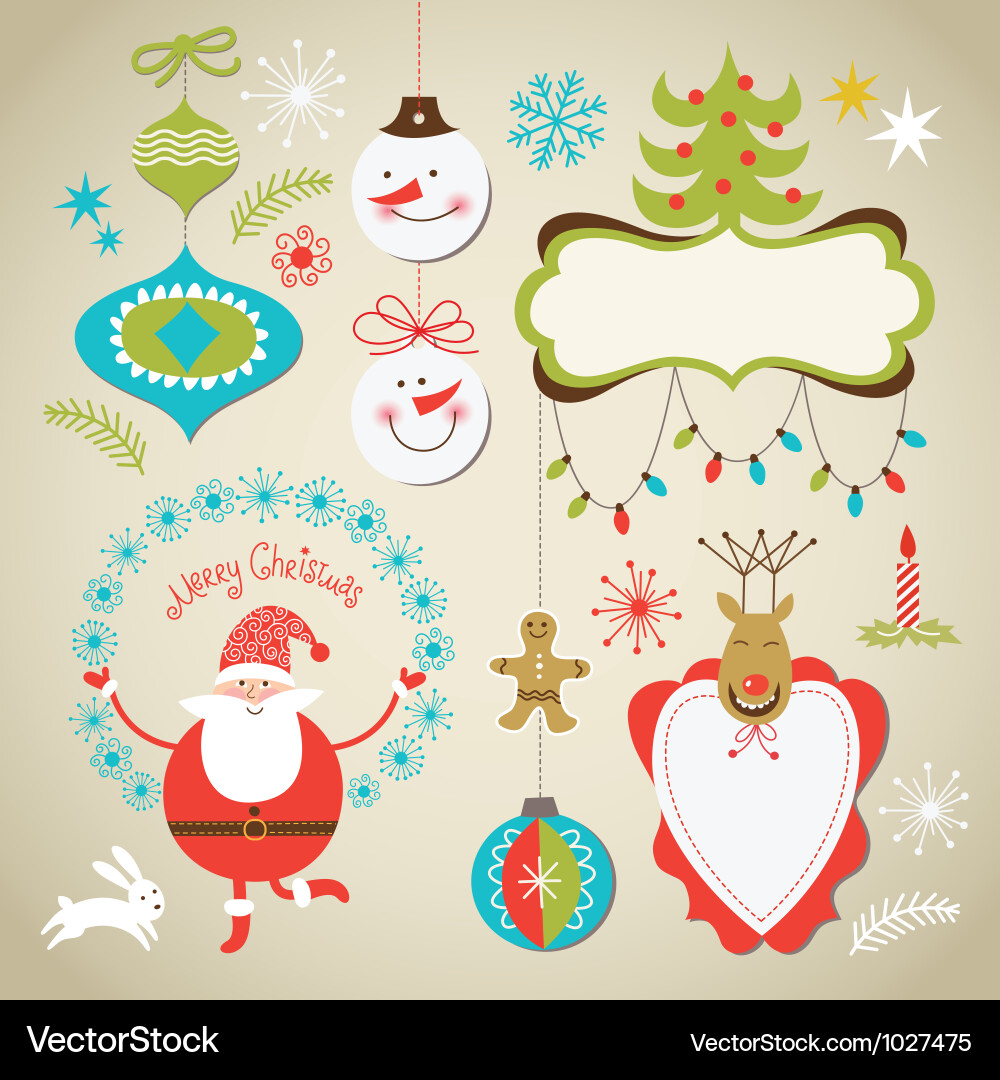 Christmas New Year Elements Collection Vector Image