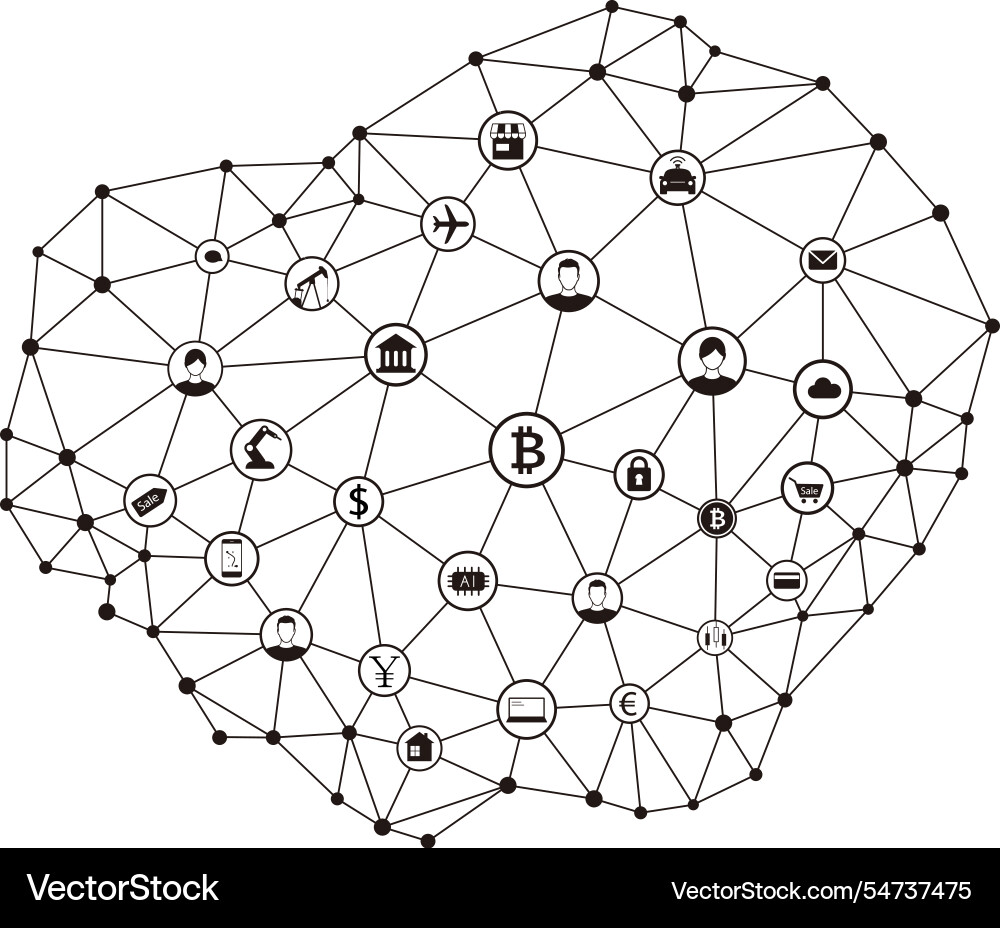 Digital background of blockchain or internet Digital background of blockchain or internet vector image