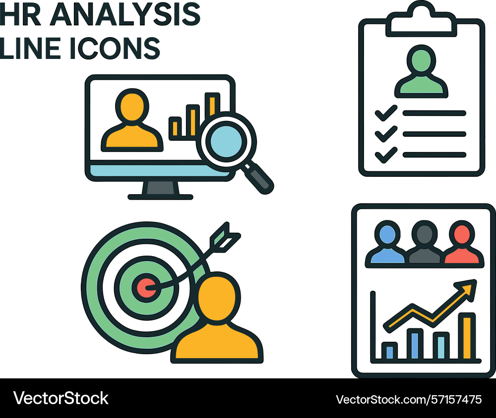 Hr analysis with line icons showing data insights Vector Image