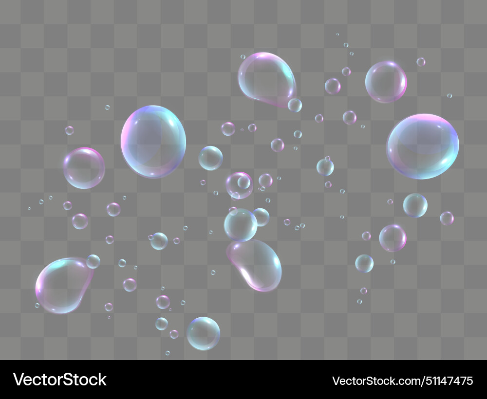 Set of realistic colorful soap bubbles to create Set of realistic colorful soap bubbles to create vector image