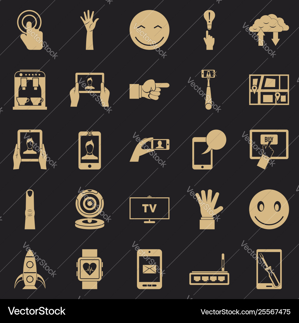 Touch screen icons set simple style Touch screen icons set simple style vector image