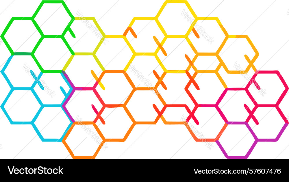 Colorful gradient hexagonal pattern design vector image