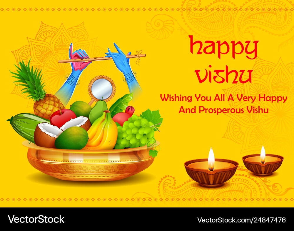 Frohes vishu neues Jahr Hindu Festival gefeiert Frohes vishu neues Jahr Hindu Festival gefeiert vektorbild