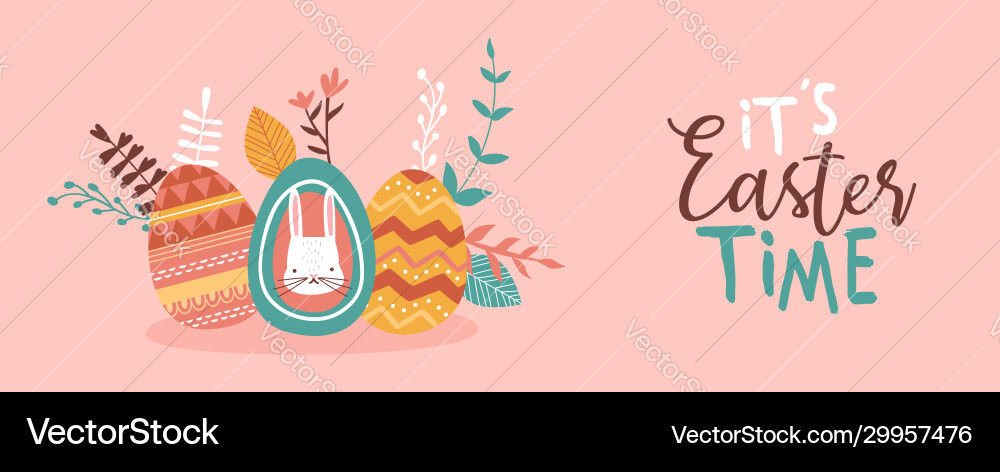 Happy easter card cute painted spring eggs vector image