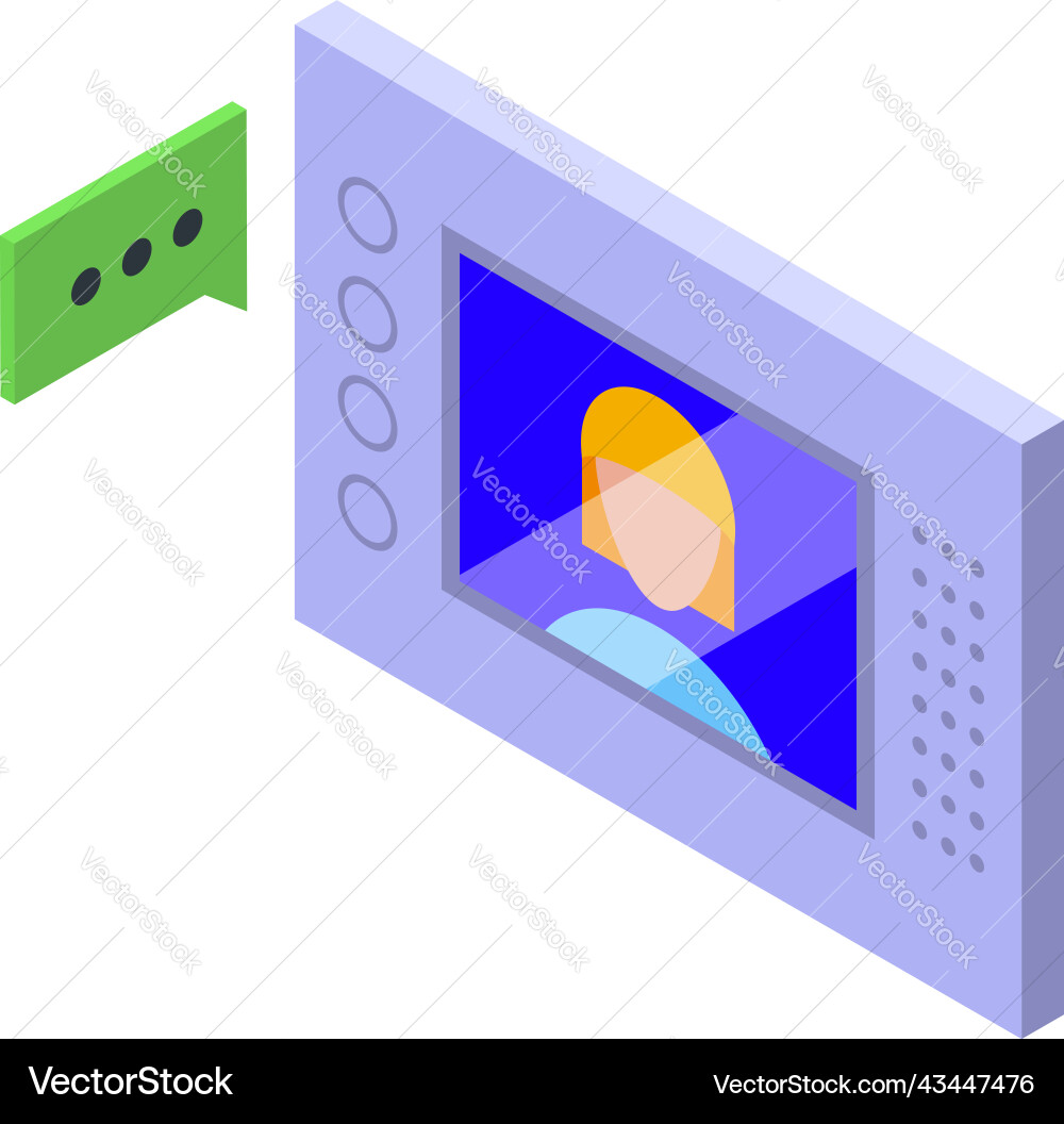 Intercom button icon isometric video door vector image