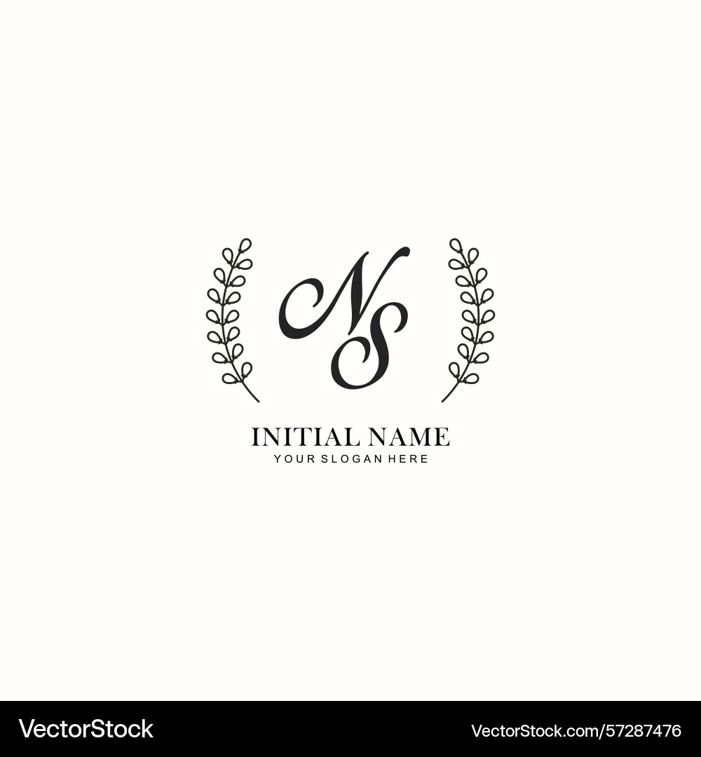 Ns initial logo templates with botanical elements Vector Image