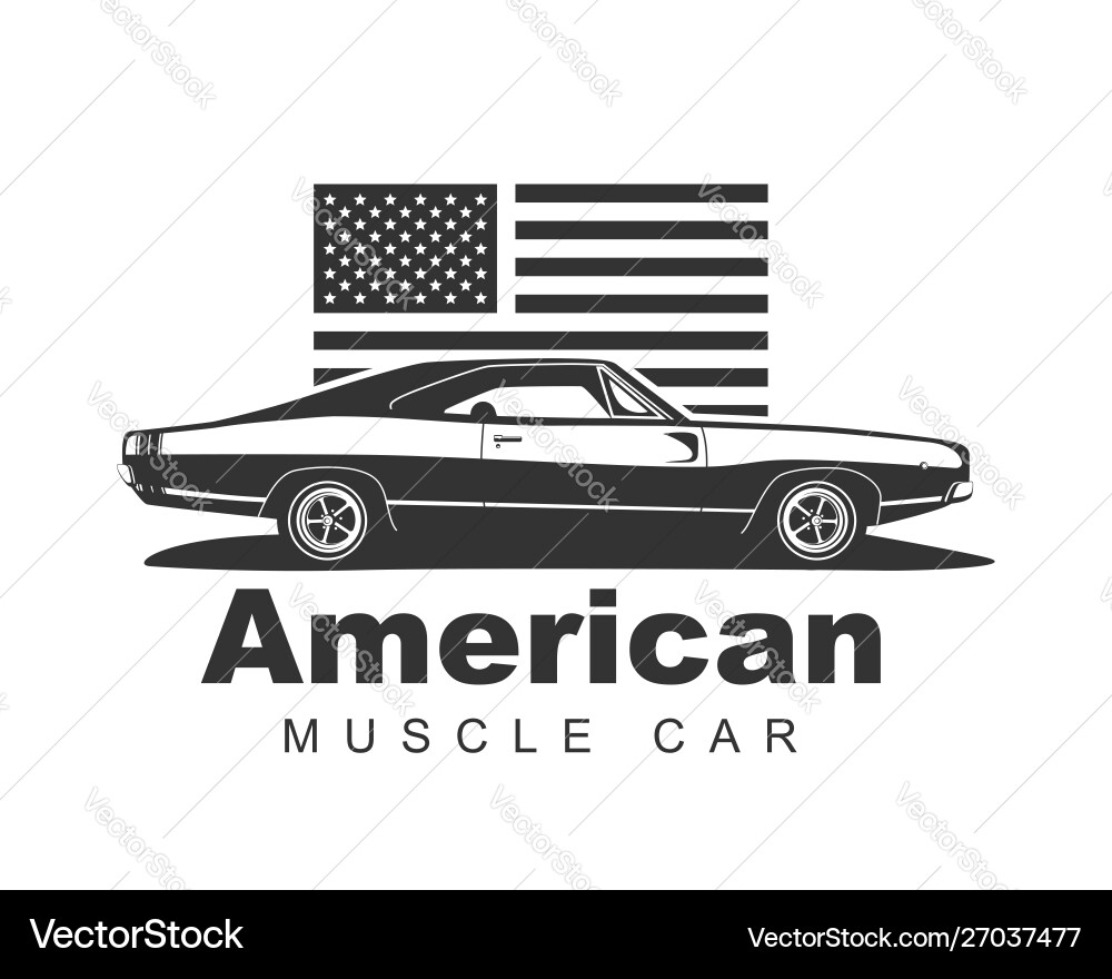 Classic American Muscle Car Logo Vector Image