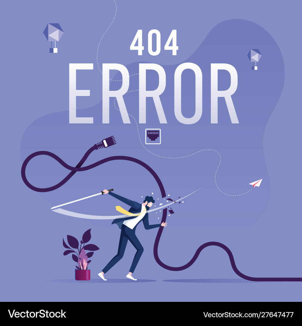 Concept 404 error page or file not found for web Concept 404 error page or file not found for web Vector Image