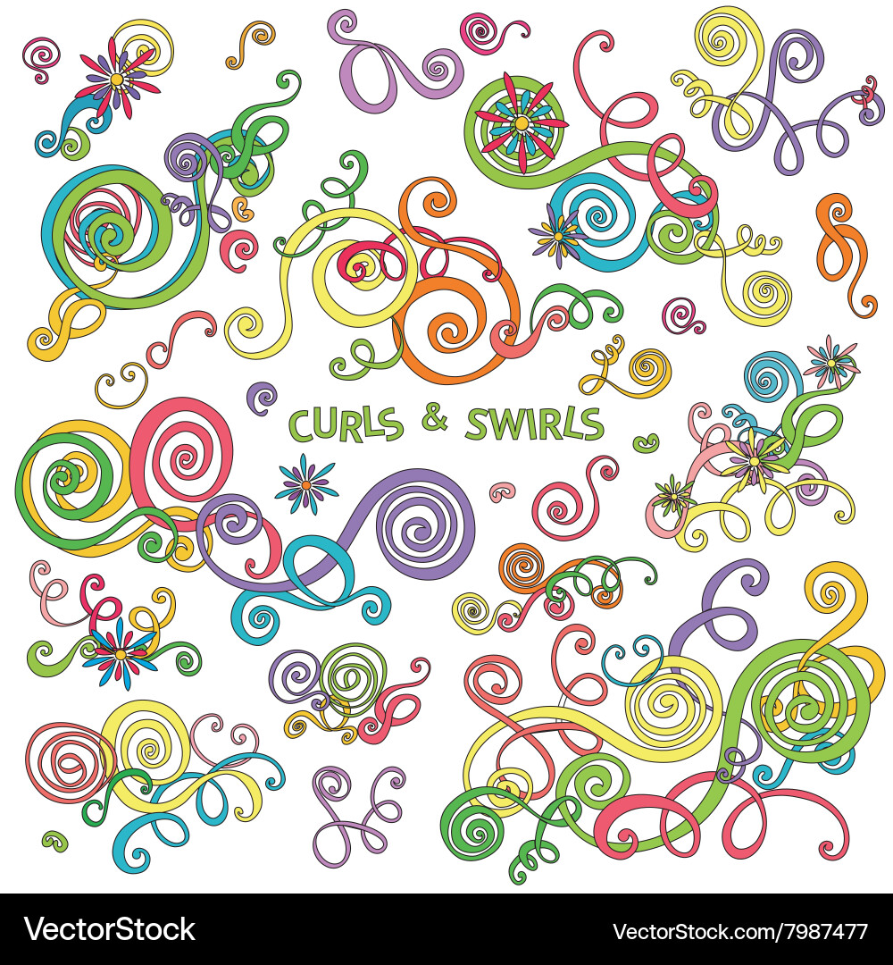 Curls and swirls design elements vector image