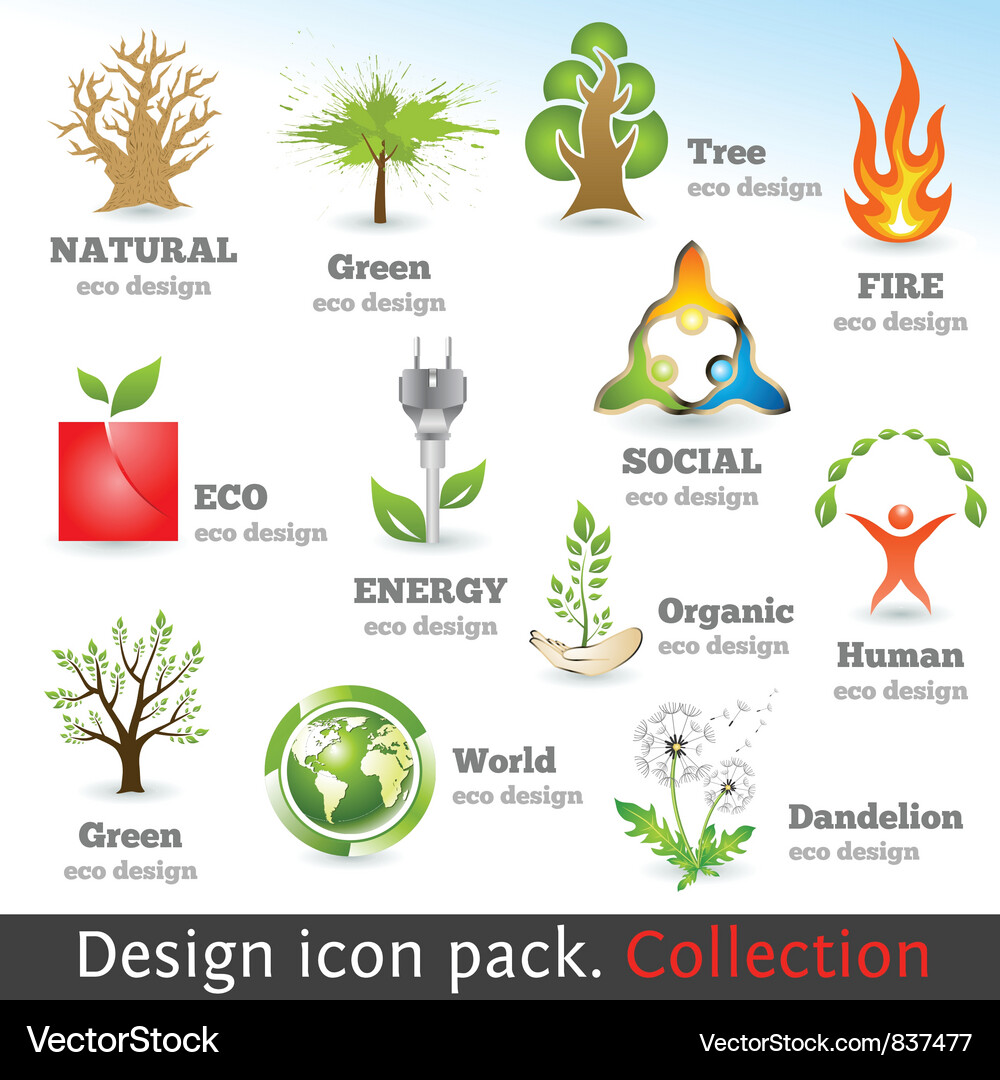Eco Icon Set - Nature & Elements Vector Image