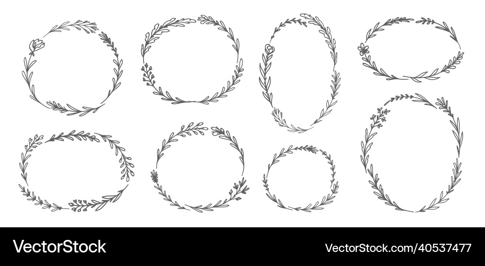 Set of floral frames plant elements Set of floral frames plant elements vector image