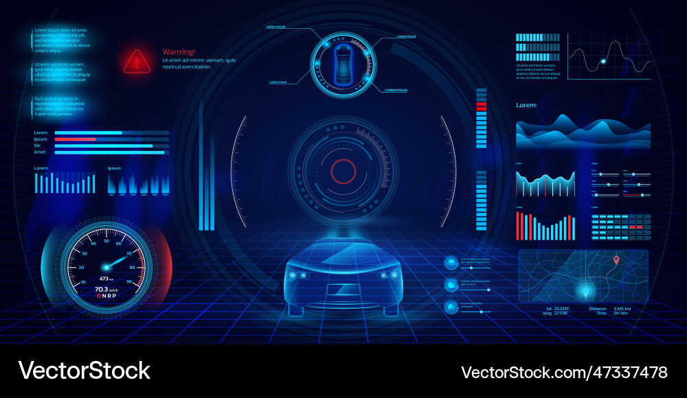 Autonomous Car Dashboard Interface Vector Image