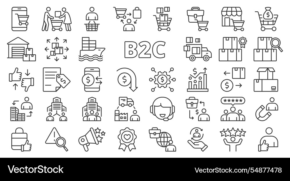 B2c icons set icon in line design B2c icons set icon in line design vector image