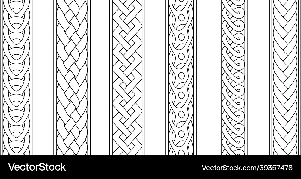 Braid borders abstract braids border set Braid borders abstract braids border set vector image