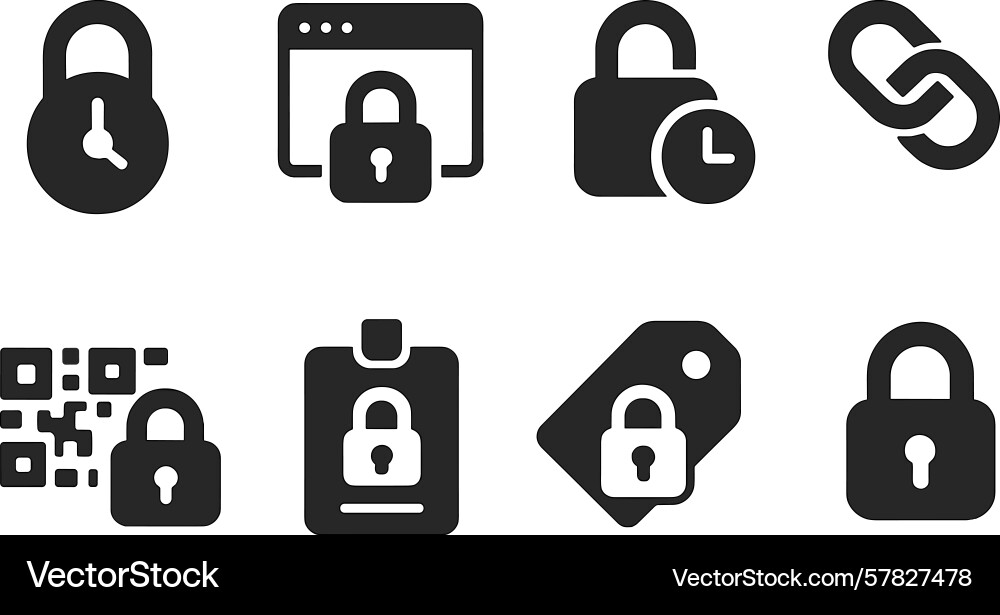 Collection of web icons representing security vector image