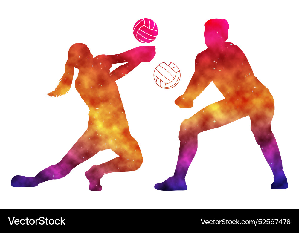 Colorful watercolor volleyball player woman art Colorful watercolor volleyball player woman art vector image