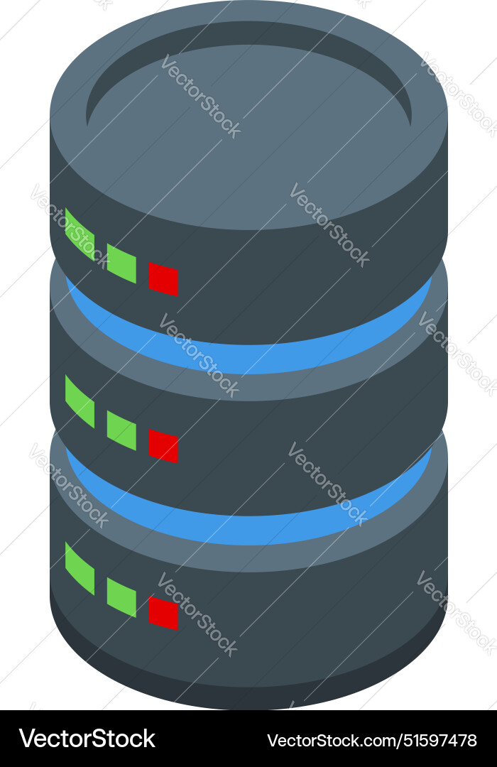 Database server storing information with indicator Database server storing information with indicator vector image