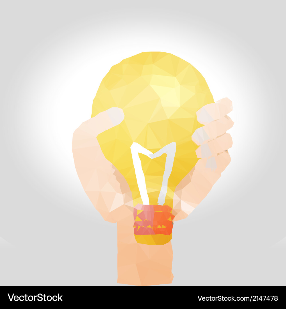 Hand with bulb polygon design vector image