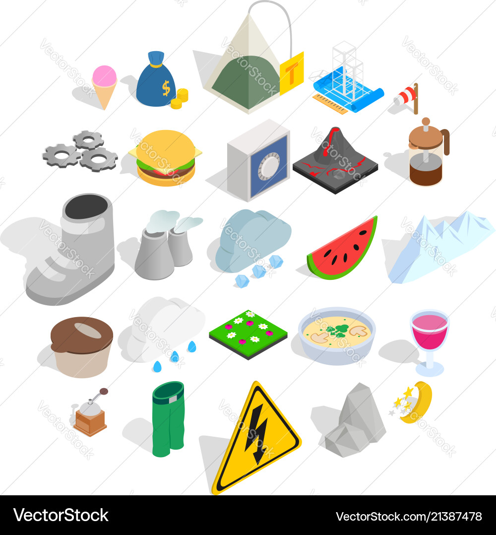 Hibernal icons set isometric style Hibernal icons set isometric style Vector Image