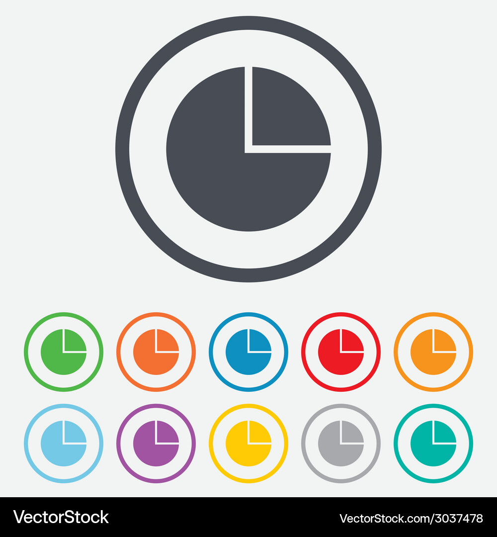 Pie chart graph sign icon diagram button Vector Image
