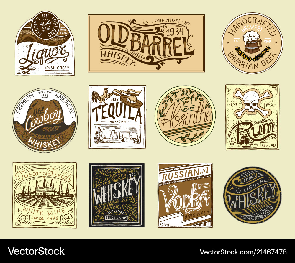 Vintage american badge absinthe tequila vodka Vintage american badge absinthe tequila vodka vector image